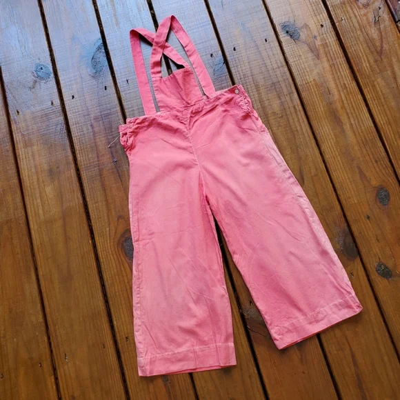 True vintage antique 1930's 30's baby toddler little girls pink overalls